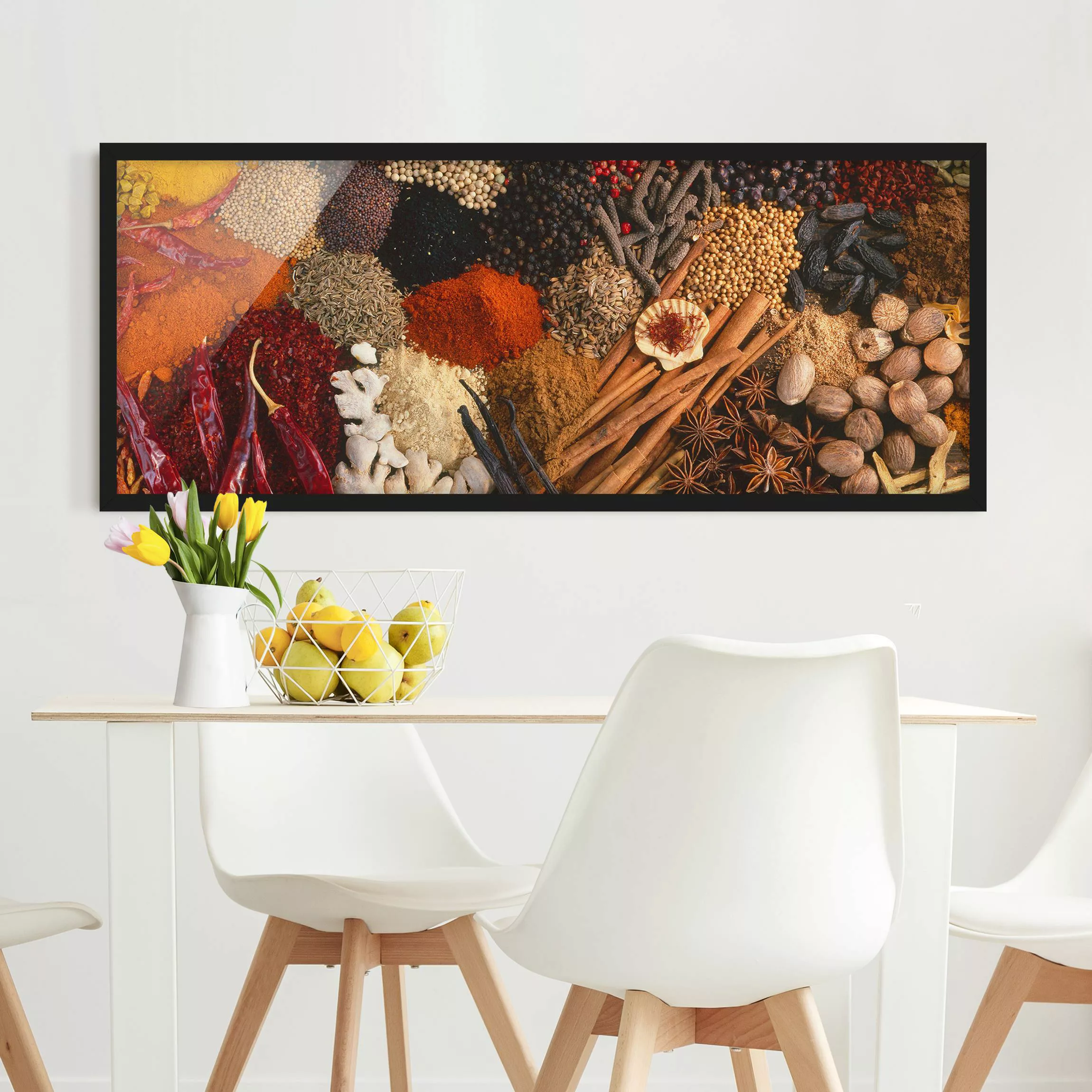 Bild mit Rahmen Küche - Panorama Exotische Gewürze günstig online kaufen