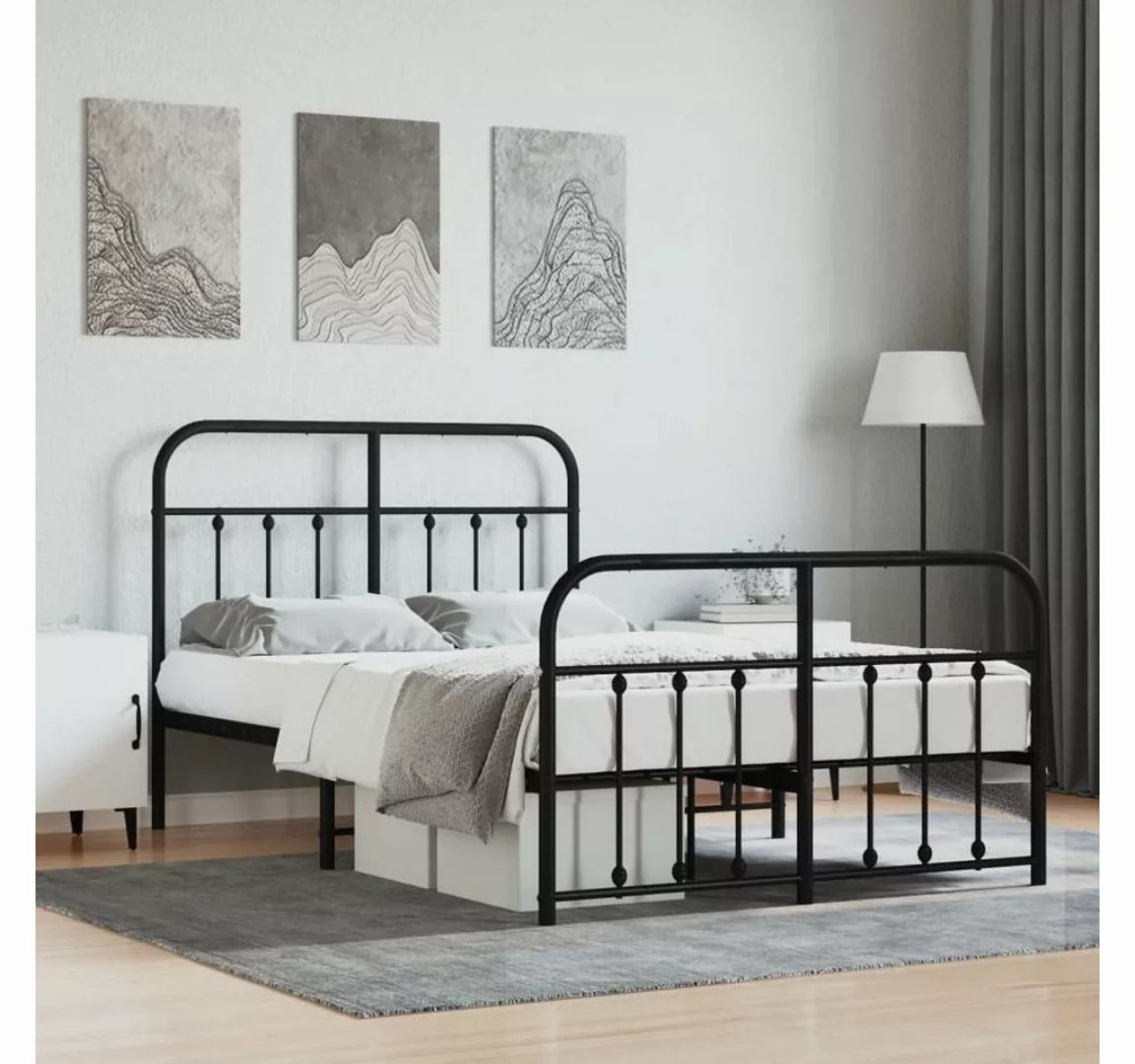 furnicato Bett Bettgestell mit Kopf- und Fußteil Metall Schwarz 120x190 cm günstig online kaufen