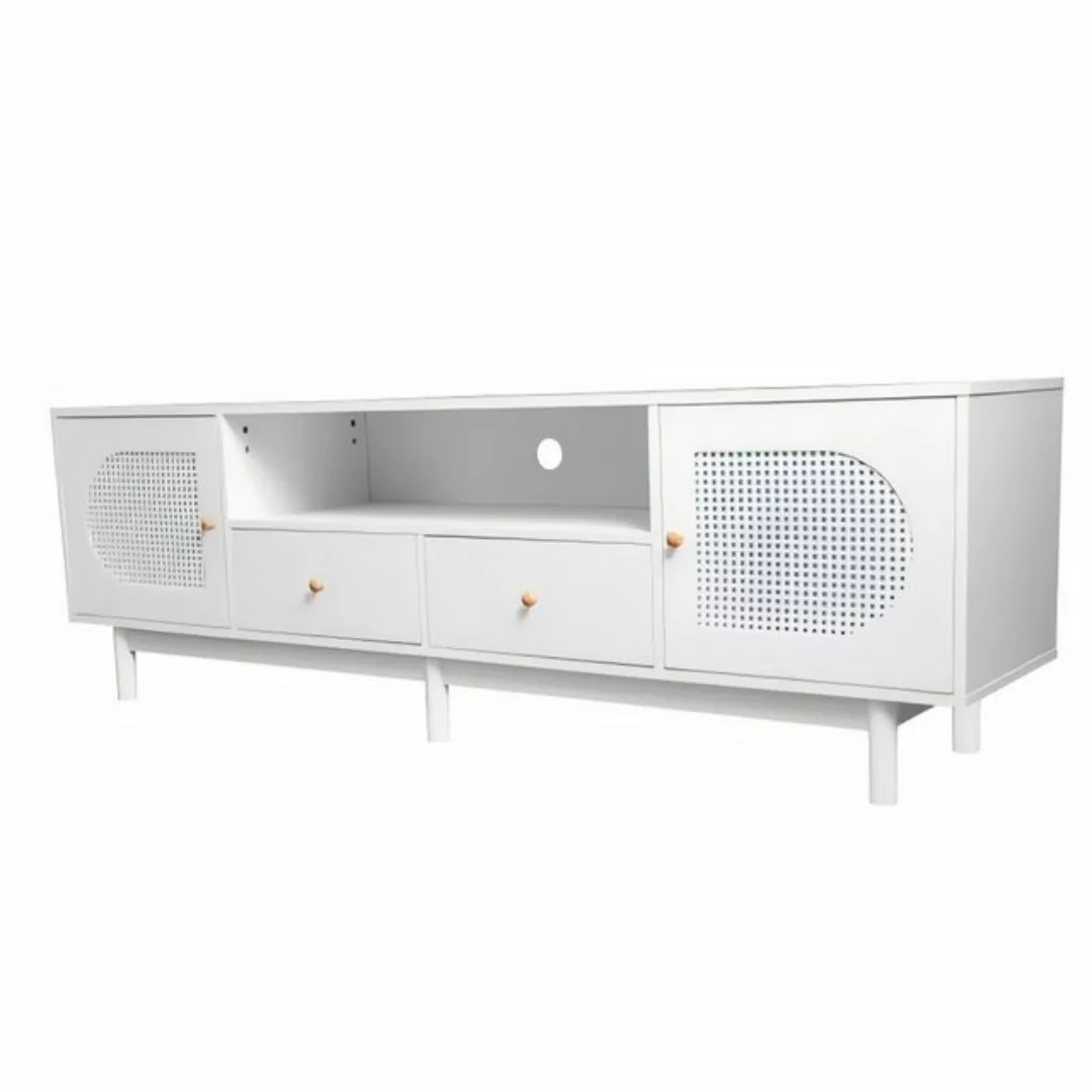 Odikalo TV-Schrank Lang TV-Ständer Lowboard Unterschrank Rattan 2 Türen 2 S günstig online kaufen