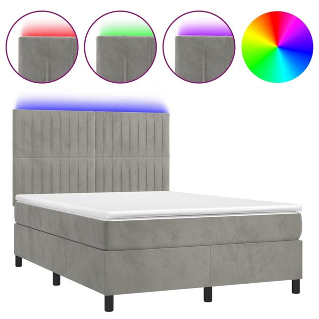 vidaXL Boxspringbett Boxspringbett mit Matratze & LED Samt (140 x 190 cm, H günstig online kaufen