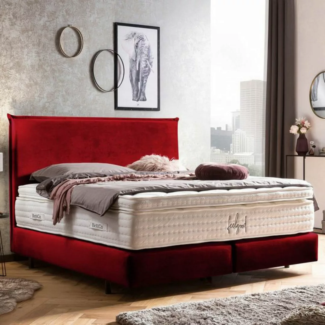 BettCo Boxspringbett London (160 x 200 cm, in Rot Samt), Zeitloses-Design m günstig online kaufen