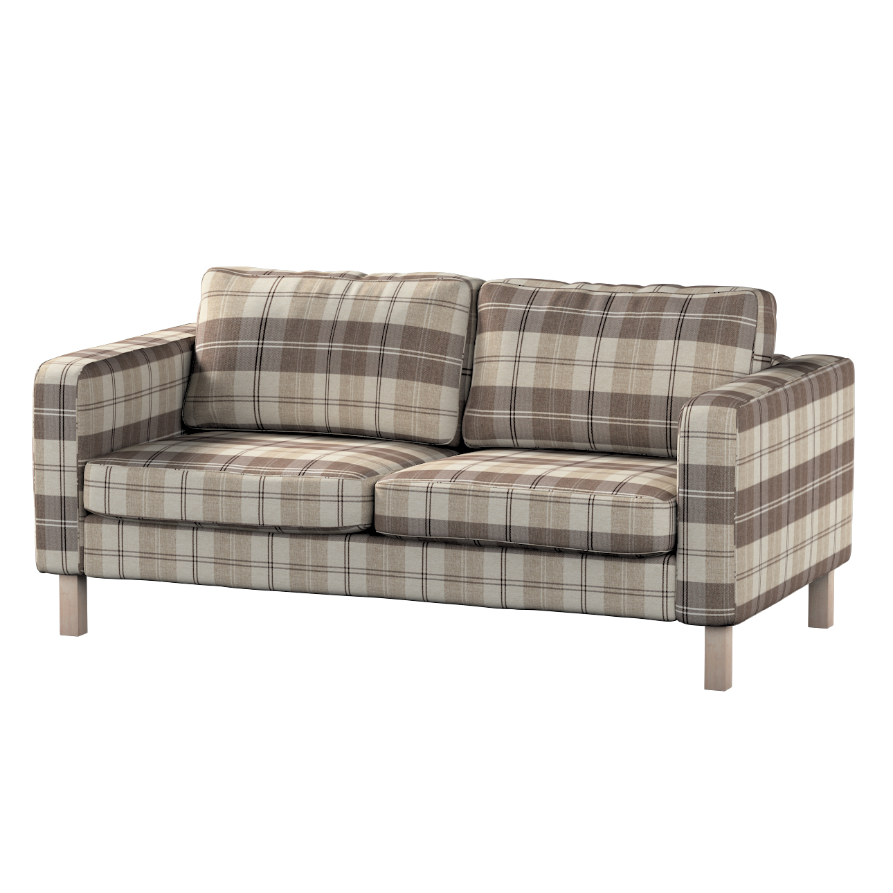 Bezug für Karlstad 2-Sitzer Sofa nicht ausklappbar, braun-beige, Sofahusse, günstig online kaufen