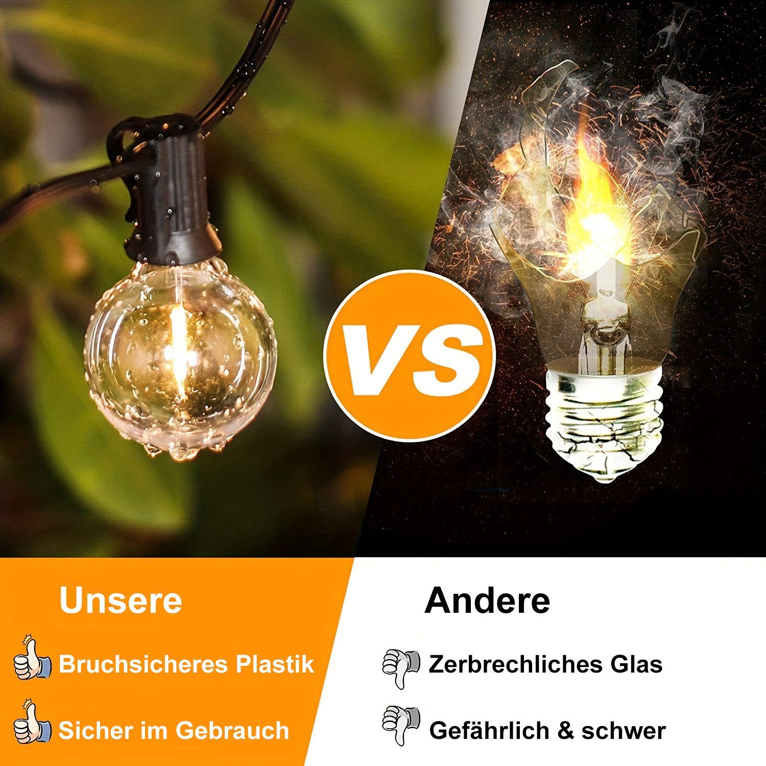 Qualra LED-Lichterkette G40 10/25/30/50 Glühbirnen Lichterkette günstig online kaufen