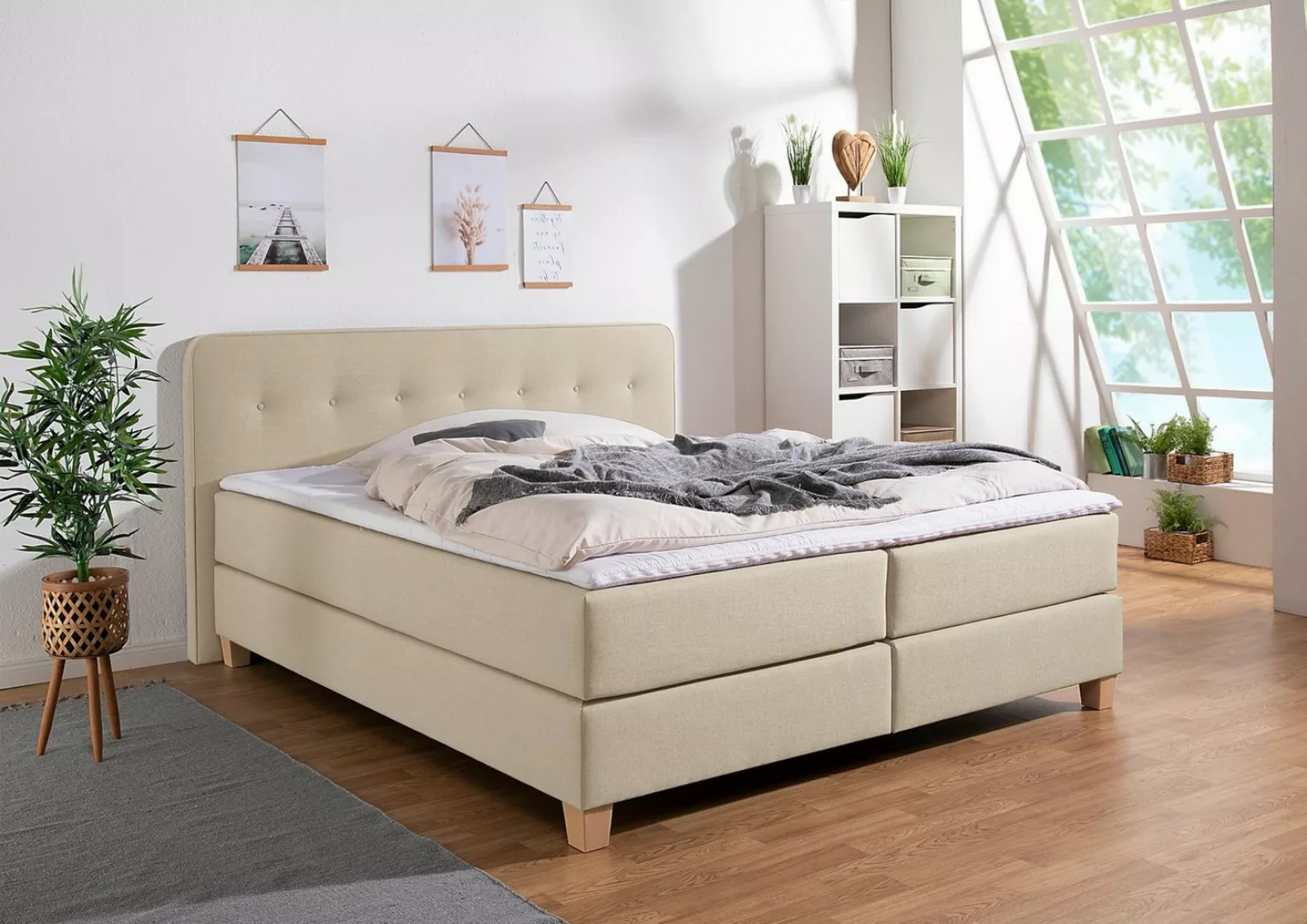 Home affaire Boxspringbett "Fargo", in Überlänge 220 cm, mit Topper, 3 Ausf günstig online kaufen