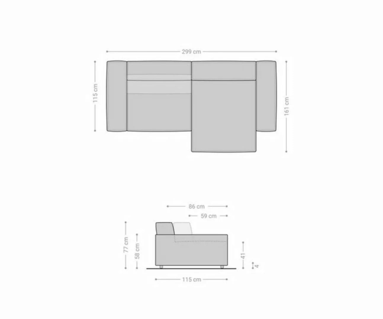 DELIFE Ecksofa Lazaro, Samt Olive 300x160cm Ottomane rechts mit Rückentiefe günstig online kaufen