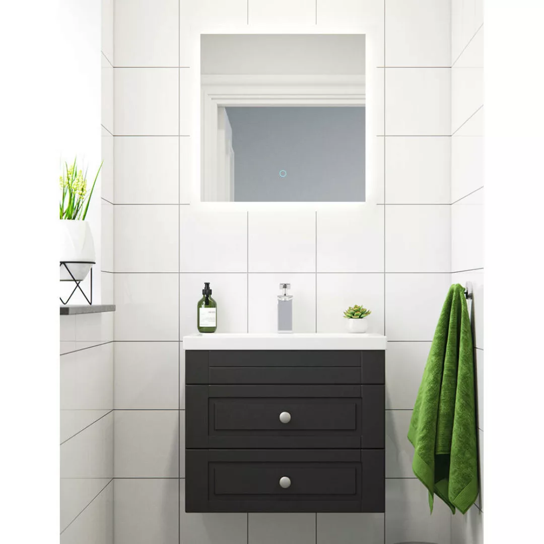 Badezimmer Waschplatz anthrazit Seidenglanz Landhausstil 60 cm breit COLOMA günstig online kaufen