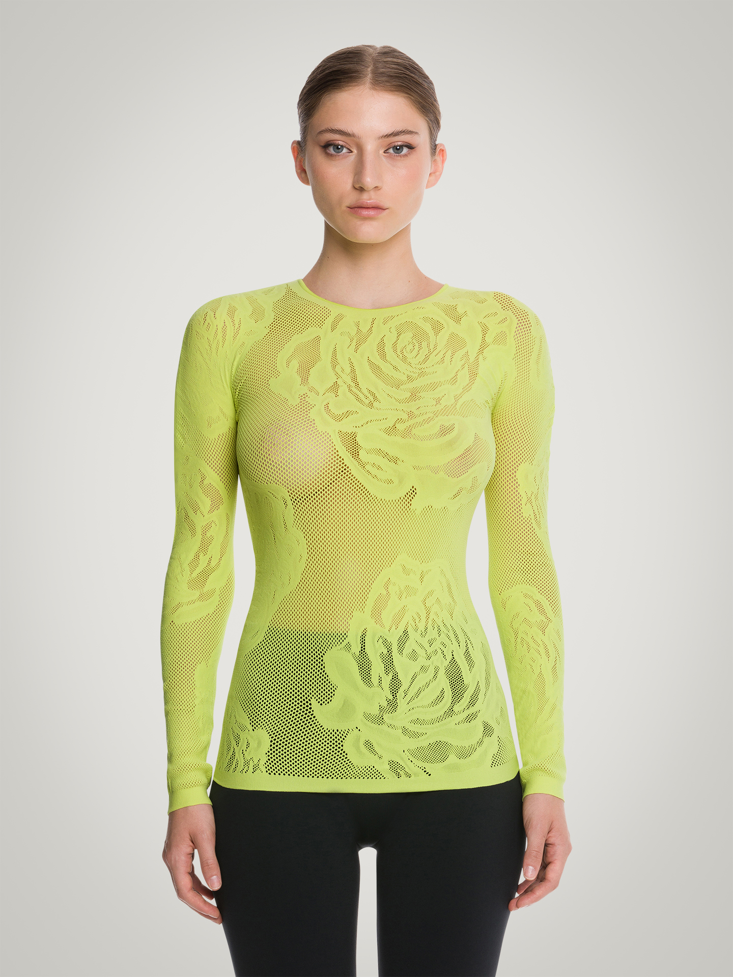 Wolford - Net Roses Top Long Sleeves, Frau, paradise green, Größe: L günstig online kaufen
