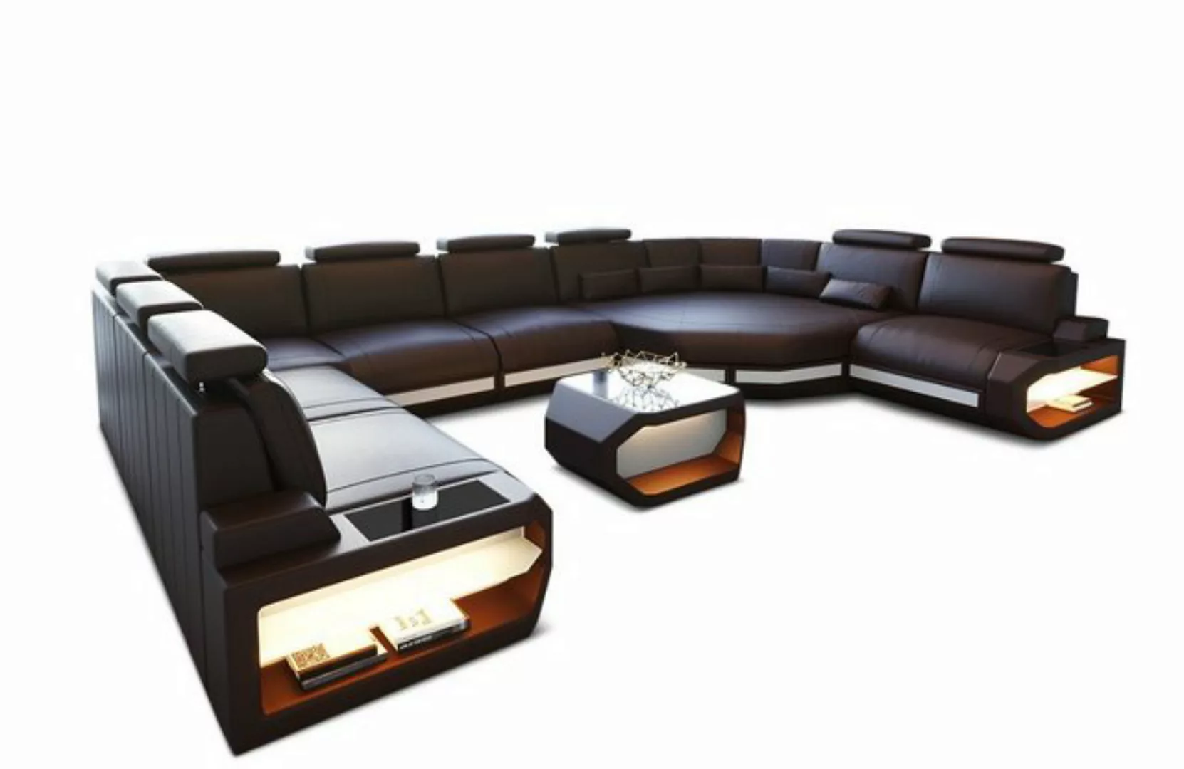 Sofa Dreams Wohnlandschaft Leder Sofa Asti U Form, Couch, U Form Ledersofa günstig online kaufen