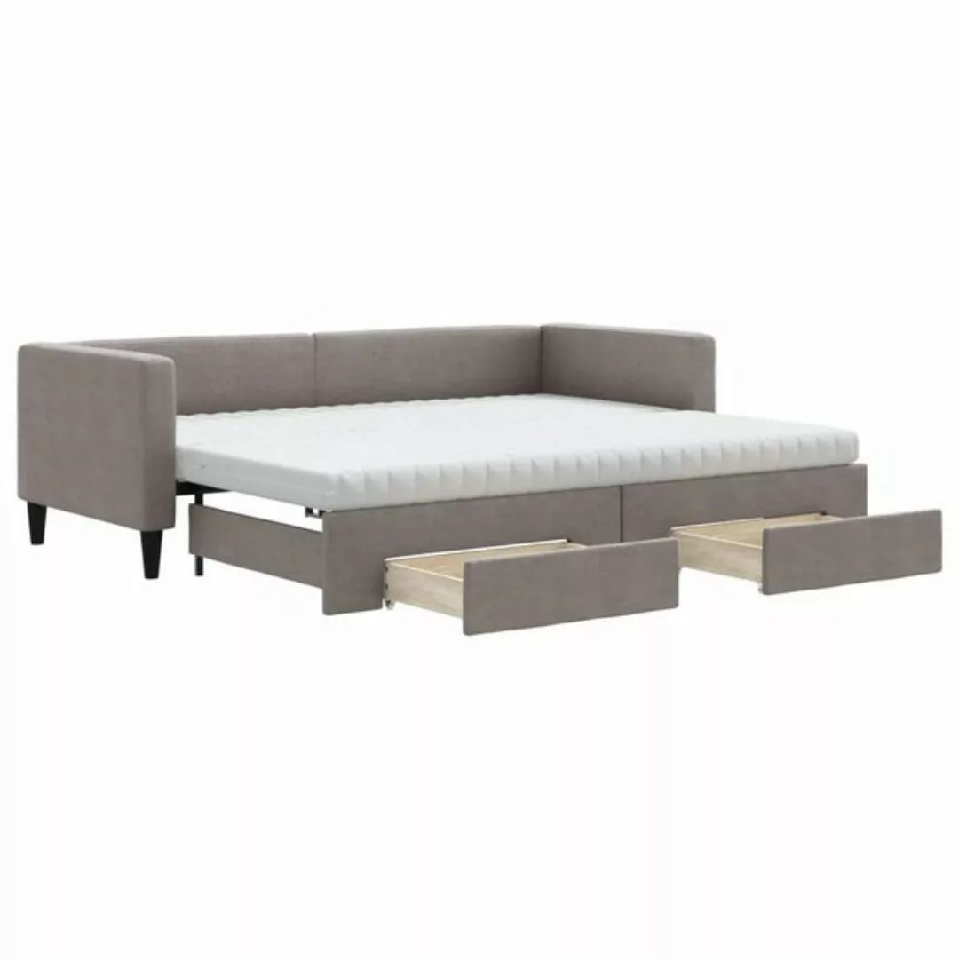 vidaXL Bett Tagesbett Ausziehbar mit Schubladen Taupe 80x200 cm Stoff günstig online kaufen