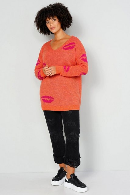 Angel of Style Strickpullover Pullover oversized Kussmund V-Ausschnitt Lang günstig online kaufen