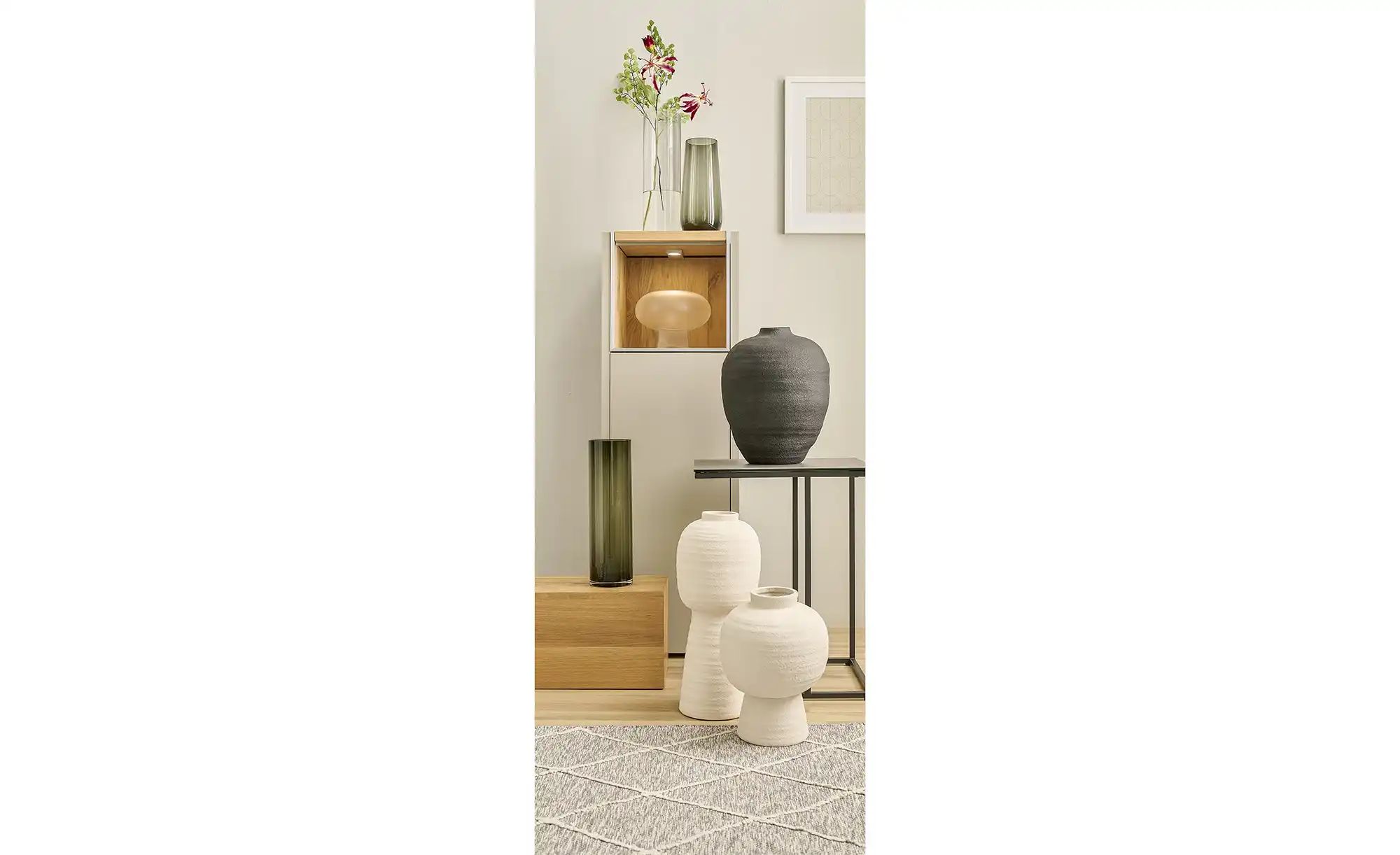 HOME STORY Vase   ¦ weiß ¦ Terracotta ¦ Maße (cm): H: 50  Ø: 21.5 Accessoir günstig online kaufen