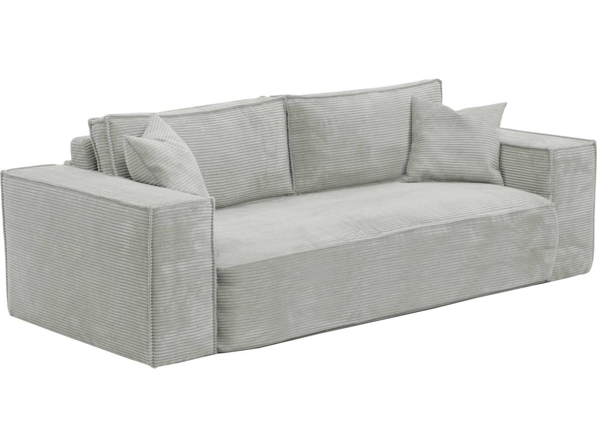 Sofa 4-Sitzer mit Matratze - Cord - Grau - Liegefläche 160 cm - Matratze 14 günstig online kaufen