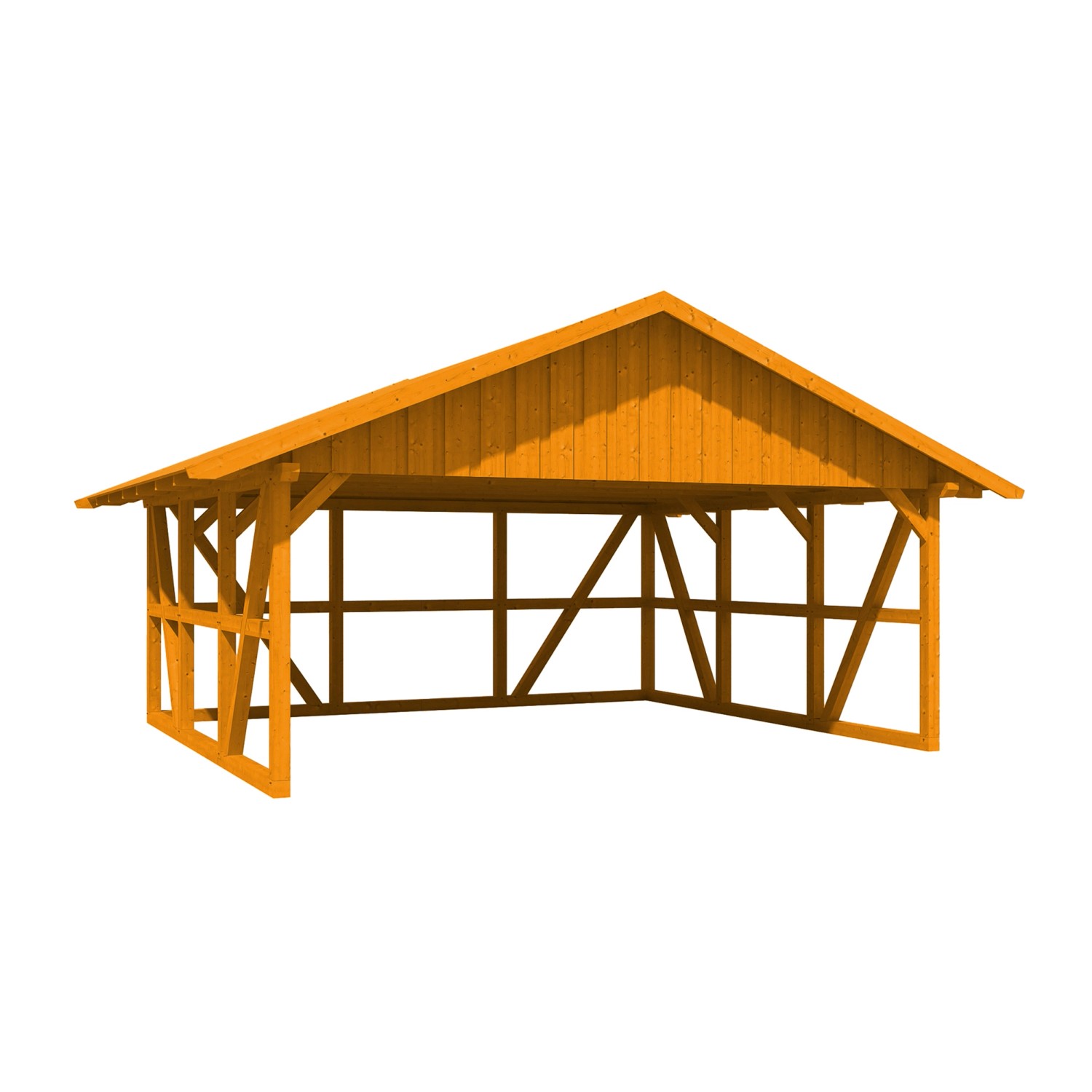 Skan Holz Carport Schwarzwald m. Dachschalung u. Rückwand 684 x 600 cm Eich günstig online kaufen