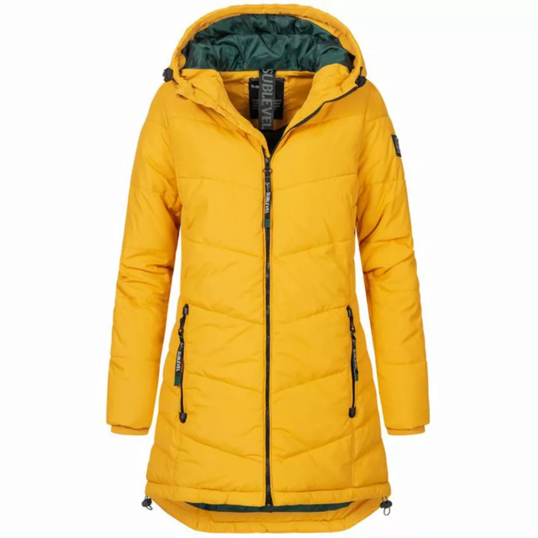 SUBLEVEL Steppjacke Damen Mantel mit Kapuze lange Winter Jacke Parka günstig online kaufen