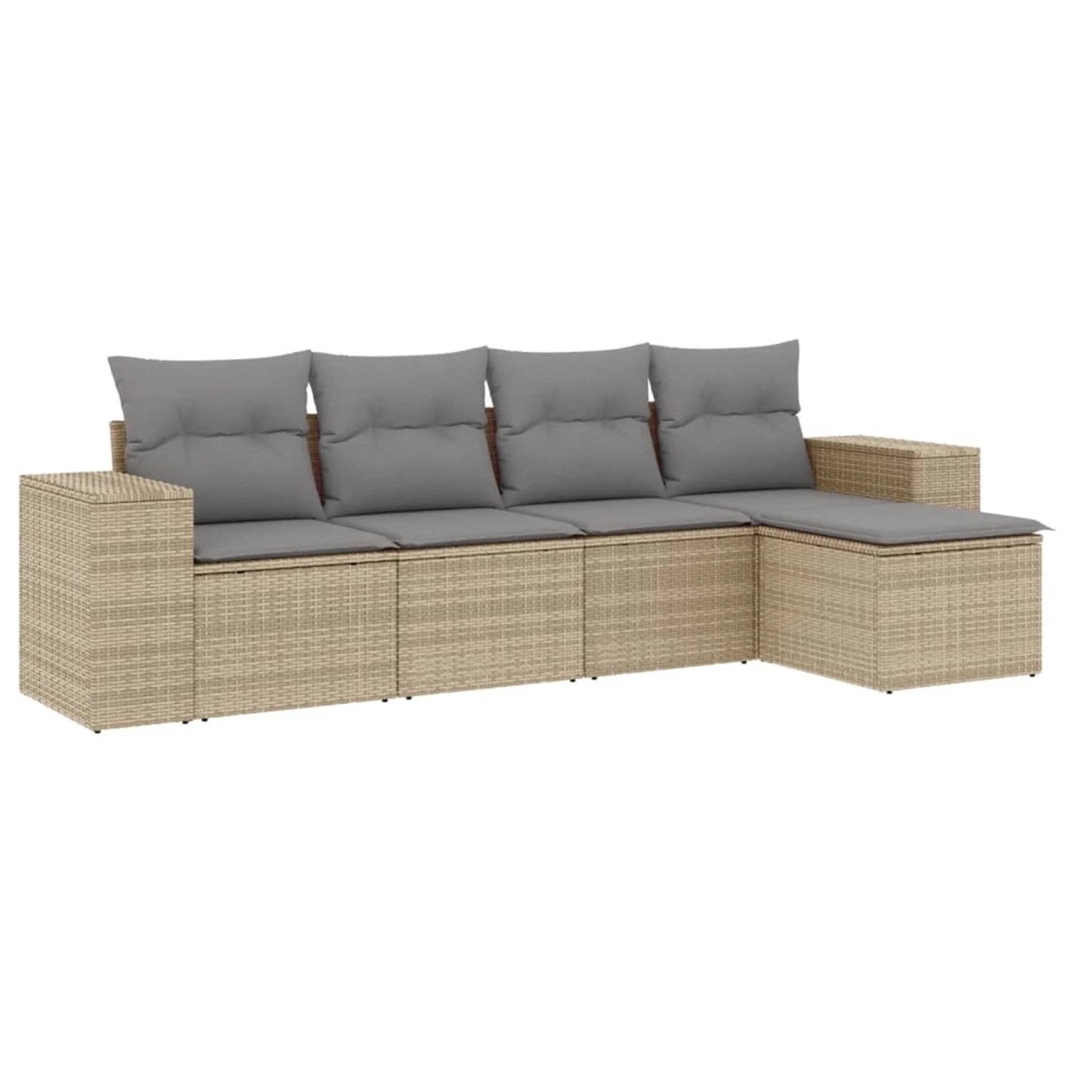 vidaXL 5-Tlg Garten-Sofagarnitur mit Kissen Beige Poly Rattan 3254826 günstig online kaufen