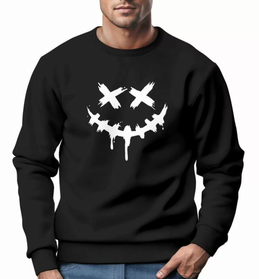 Neverless Sweatshirt Sweatshirt Herren Drip Face Techwear Fashion Streetsty günstig online kaufen