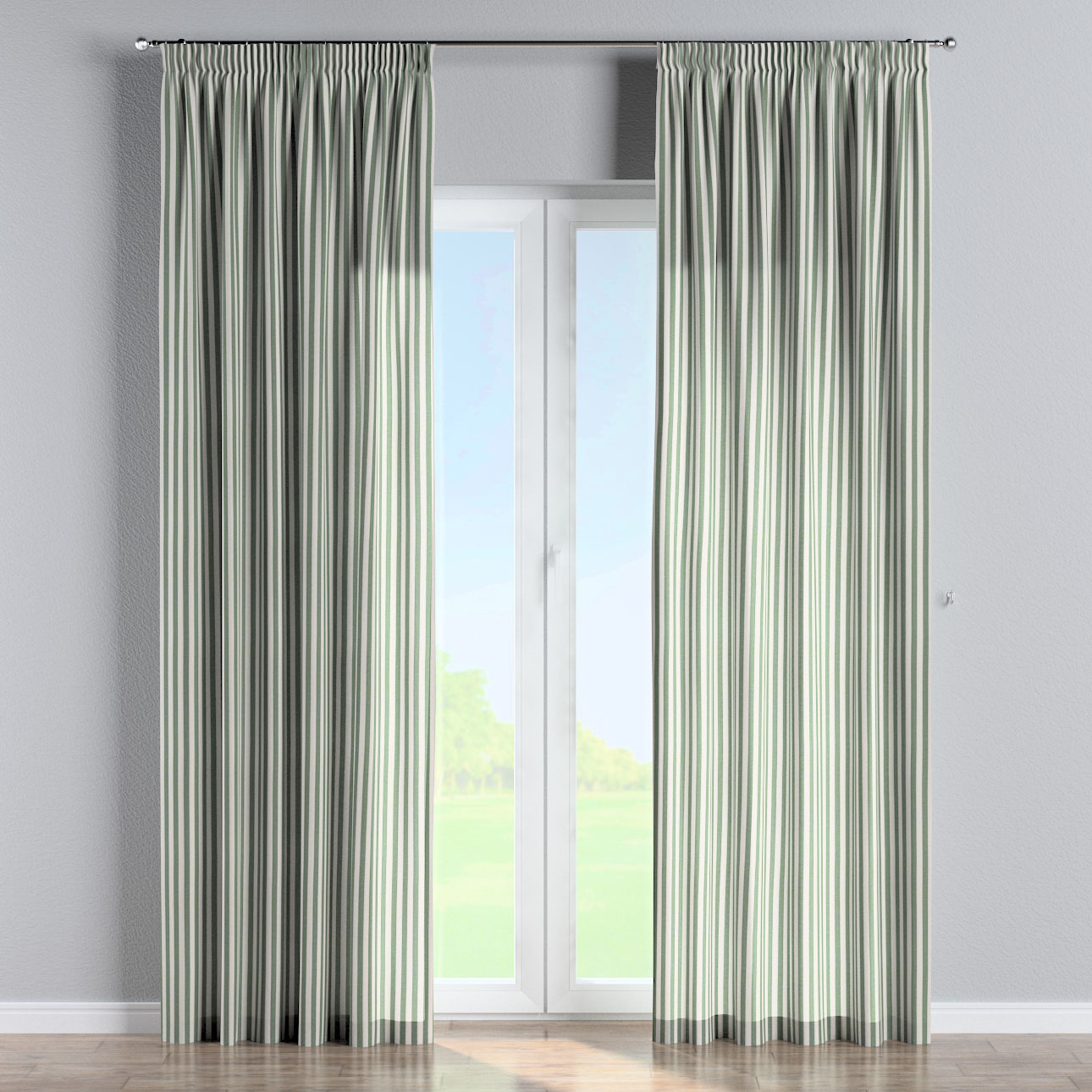 Vorhang mit Kräuselband, grün-ecru, Quadro (144-35) günstig online kaufen