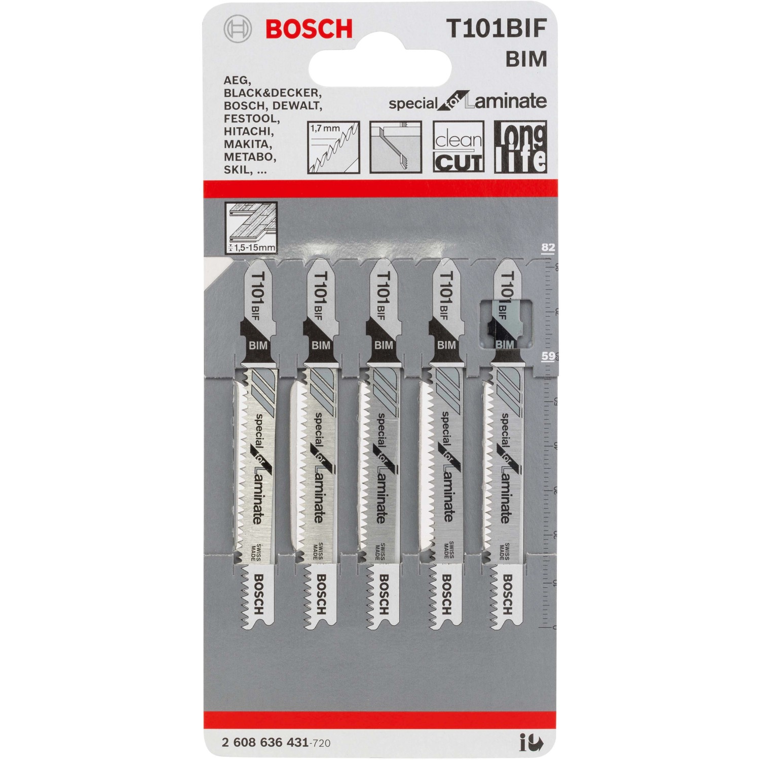 Bosch 5 Stichsägeblätter für Laminat-Stichsäge T101 BIF günstig online kaufen