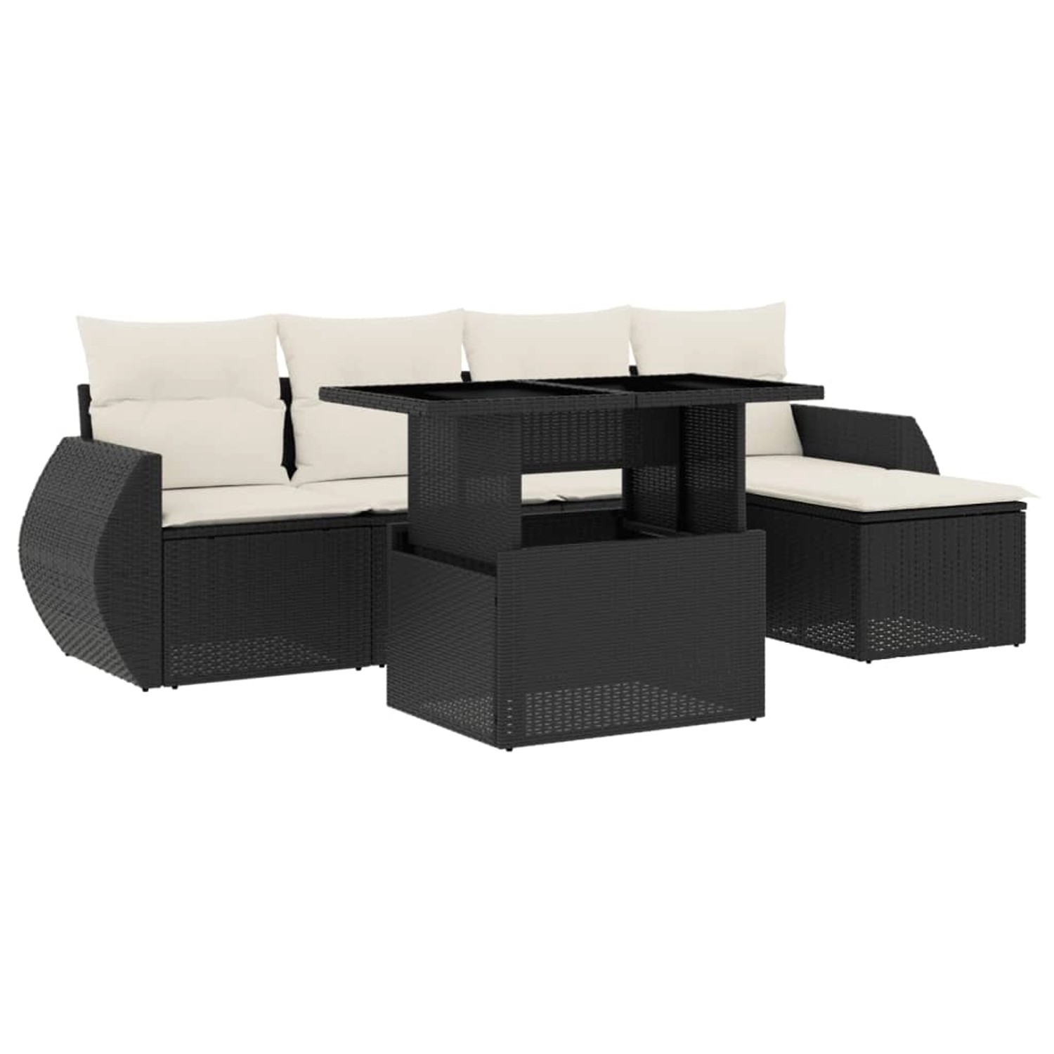 vidaXL 6-Tlg Garten-Sofagarnitur mit Kissen Schwarz Poly Rattan 3268496 günstig online kaufen