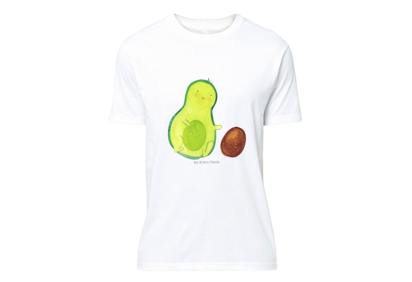 Mr. & Mrs. Panda T-Shirt Avocado rollt Kern - Weiß - Geschenk, große Liebe, günstig online kaufen