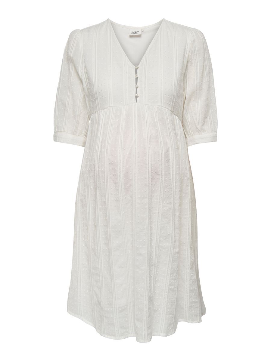 ONLY Mama Geknöpftes 3/4-arm Tunika Kleid Damen White günstig online kaufen