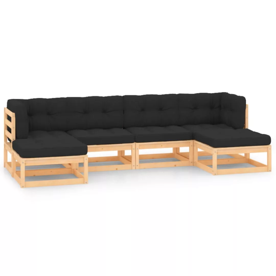 Vidaxl 6-tlg. Garten-lounge-set Mit Anthrazit Kissen Massivholz Kiefer günstig online kaufen