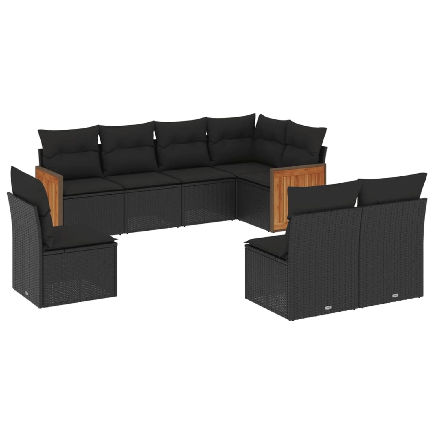vidaXL 8-Tlg Garten-Sofagarnitur mit Kissen Schwarz Poly Rattan 3227721 günstig online kaufen