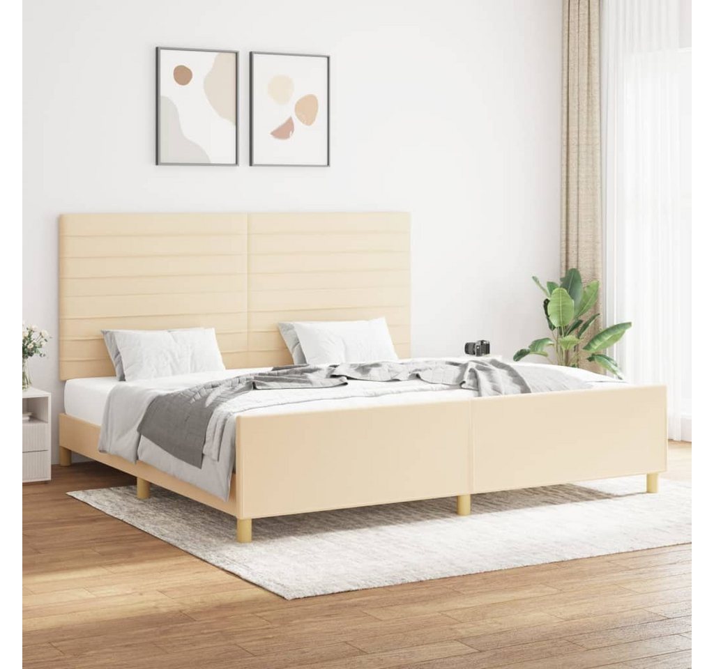 vidaXL Bettgestell Bettrahmen mit Kopfteil Creme 200x200 cm Stoff Bett Bett günstig online kaufen