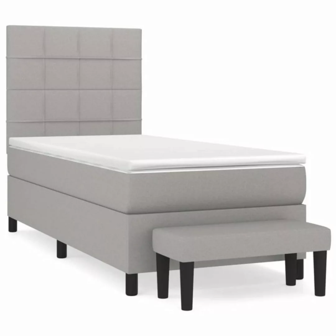 vidaXL Boxspringbett Boxspringbett mit Matratze Hellgrau 100x200 cm Stoff B günstig online kaufen