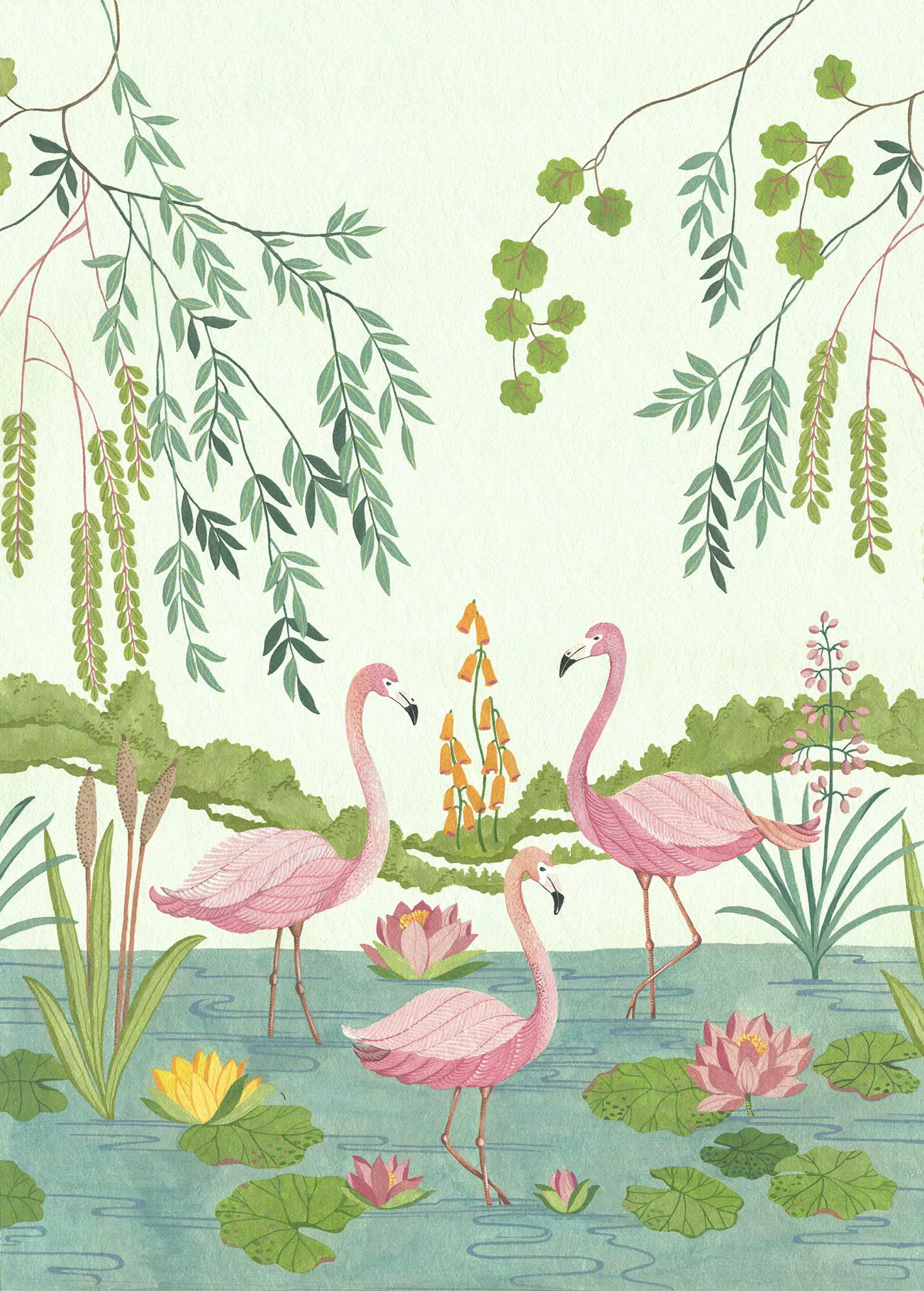 Komar Fototapete Flamingo Vibes Flamingo B/L: ca. 200x280 cm günstig online kaufen