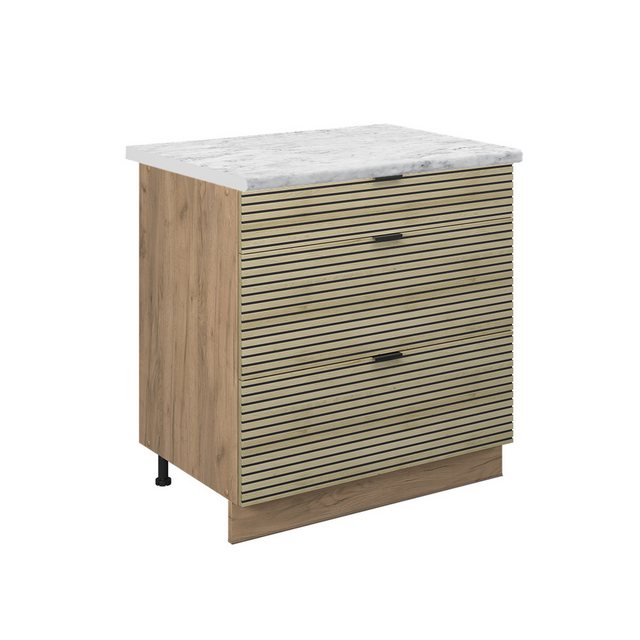 Vicco Unterschrank Fame-Line, Eiche Paneel/Goldkraft Eiche, 80 cm mit 3 Sch günstig online kaufen