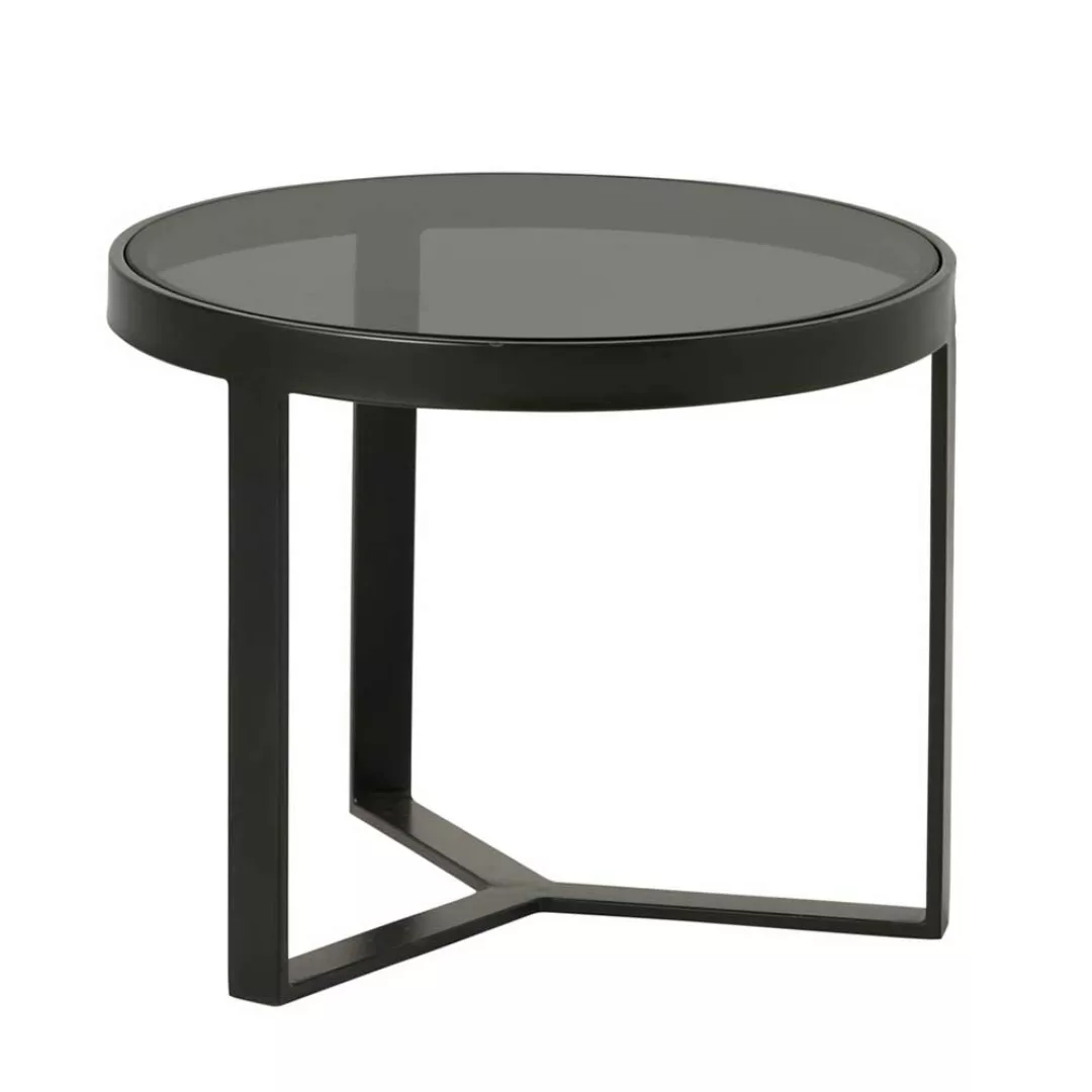 Beistelltisch Sofa Metall Glas in Schwarz Bügelgestell günstig online kaufen