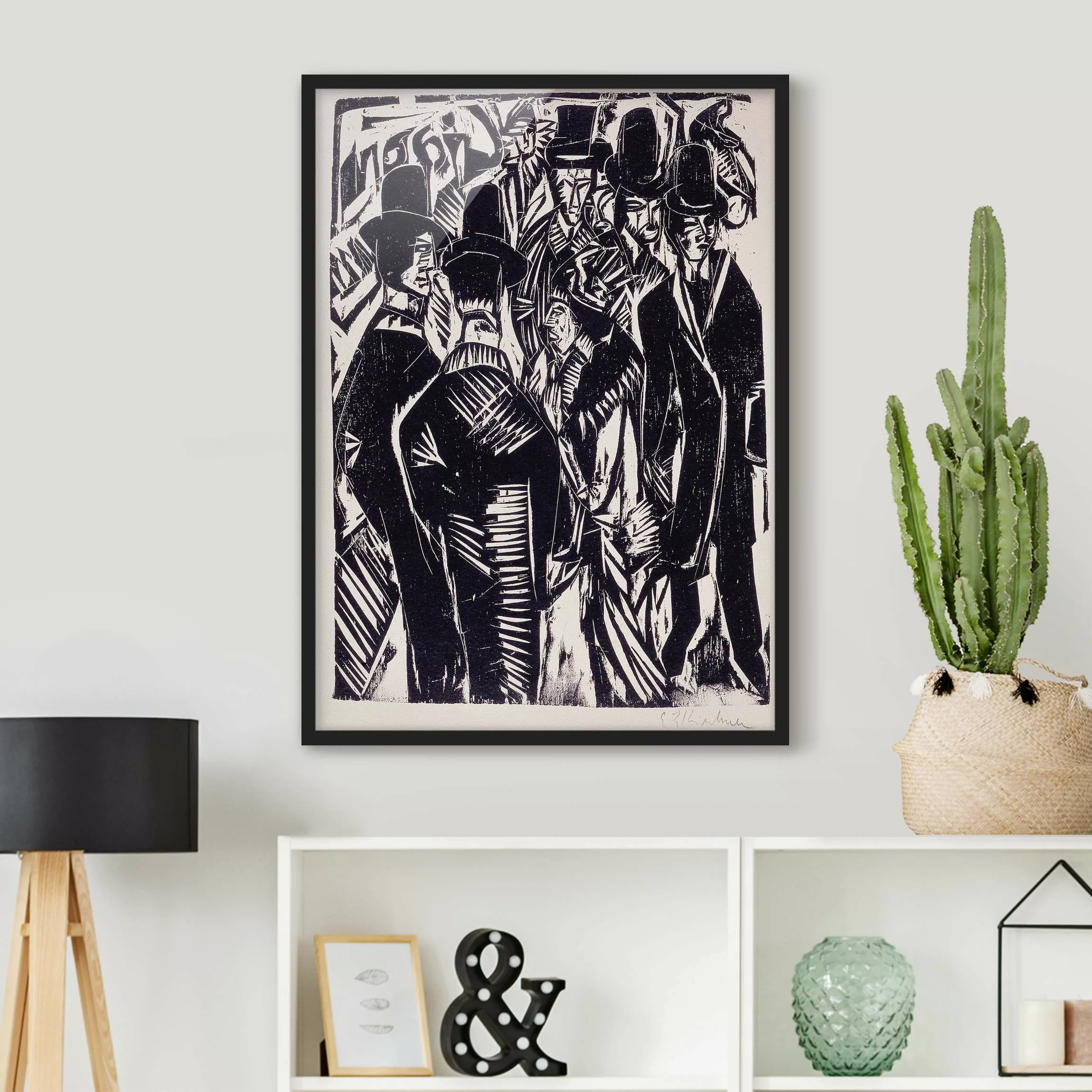 Bild mit Rahmen Kunstdruck - Hochformat Ernst Ludwig Kirchner - Straßenszen günstig online kaufen