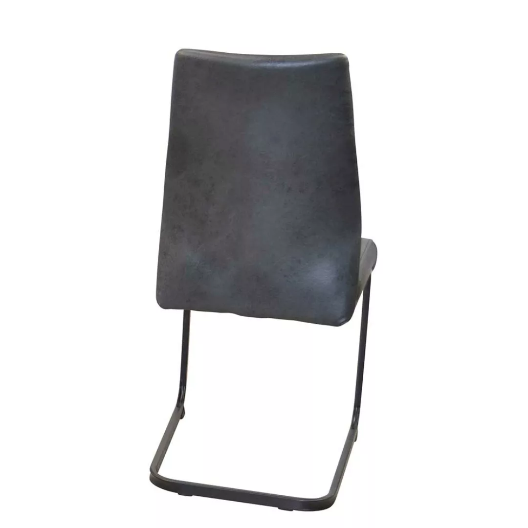 Freischwinger Stuhl Set in Anthrazit Vintage und Schwarz Microfaser Bezug ( günstig online kaufen