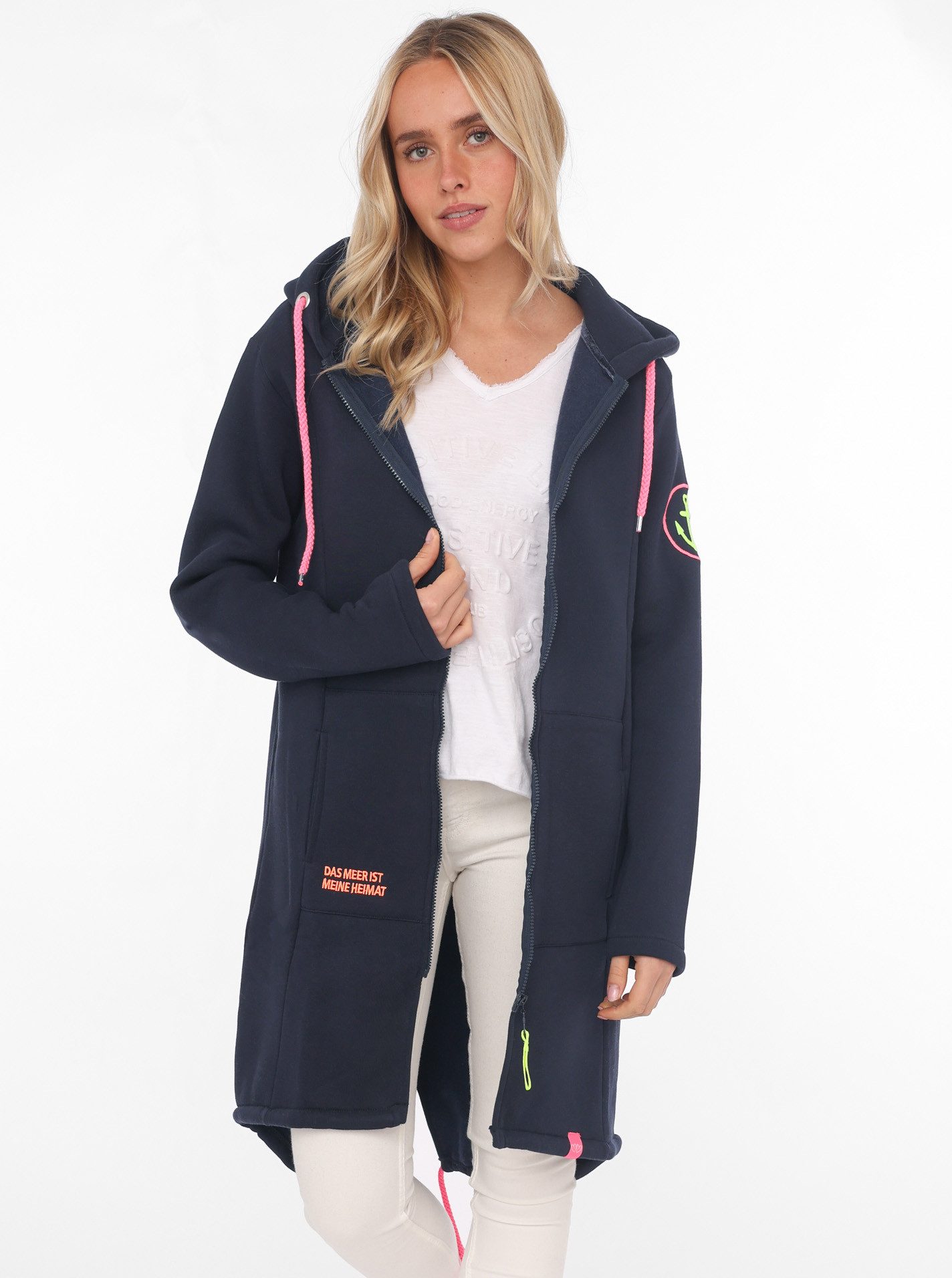 Zwillingsherz Jerseymantel Kapuze, Regular Fit, Langarm, günstig online kaufen