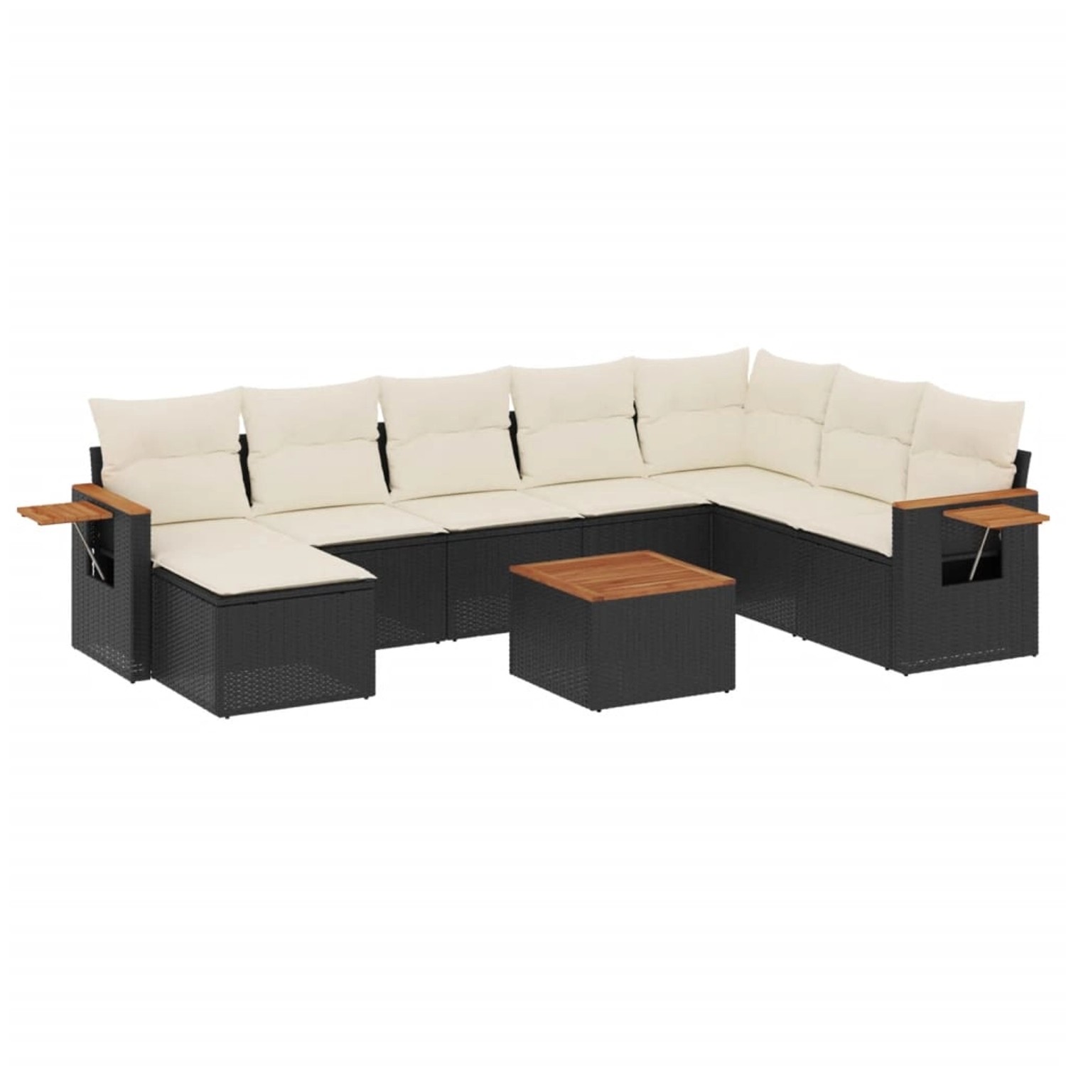 vidaXL 9-Tlg Garten-Sofagarnitur mit Kissen Schwarz Poly Rattan 3259494 günstig online kaufen