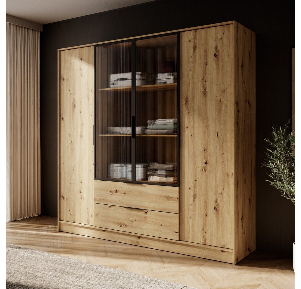 Goldstoff Kleiderschrank NADI – 220 cm breit 4-türiger Kleiderschrank (4 Fa günstig online kaufen