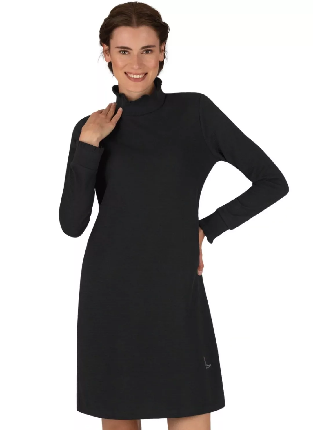 Trigema Jerseykleid "TRIGEMA Stehkragen Kleid mit Rüschen", (1 tlg.) günstig online kaufen