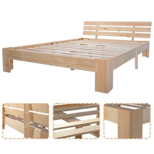 Fine Life Pro Massivholzbett Holzbett-01 (Holzbett Doppelbett mit Kopfteil günstig online kaufen