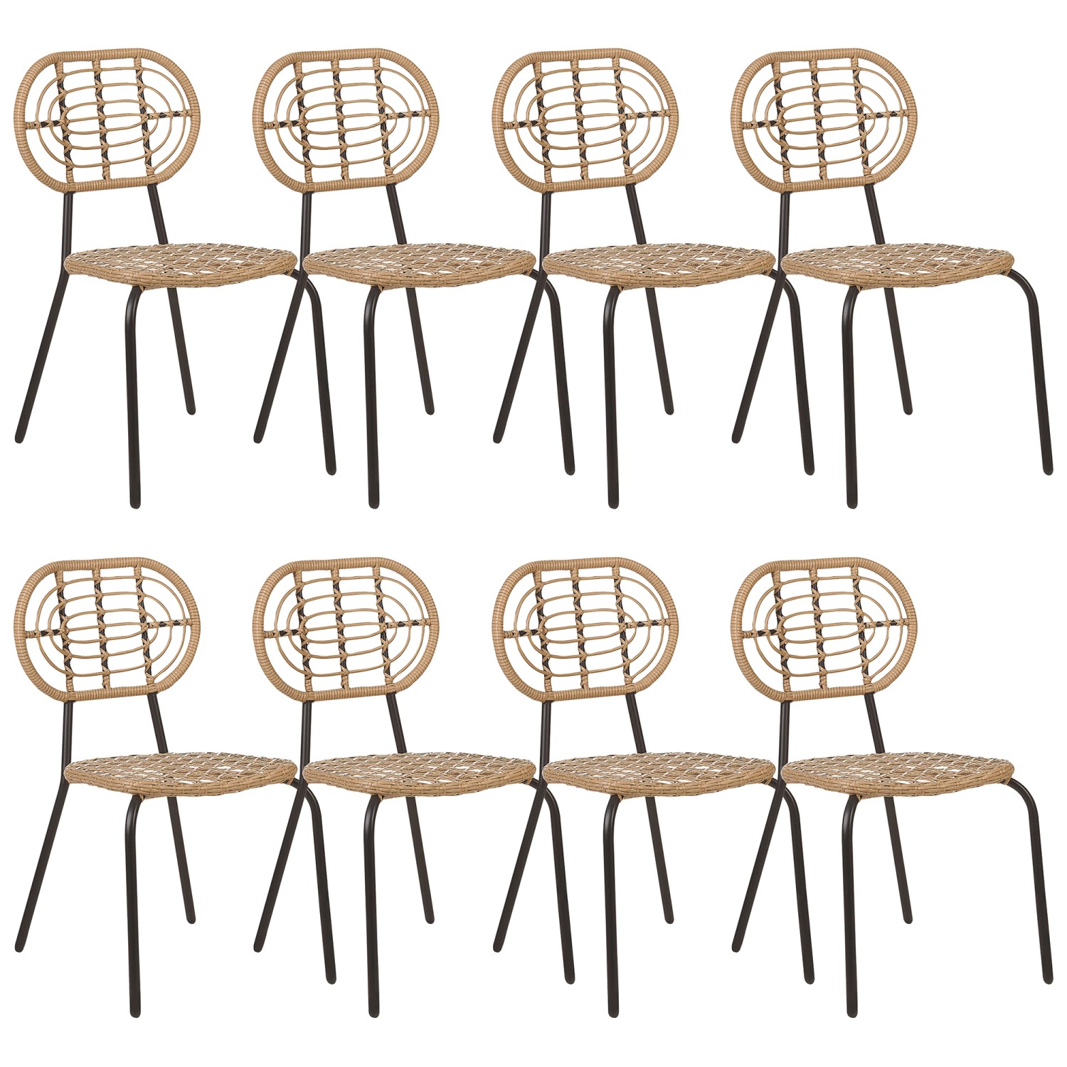 Beliani Gartenstuhl Naturfarben Beige Schwarz 57x48x86 günstig online kaufen