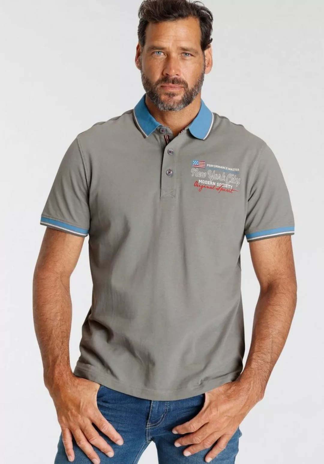 Man's World Poloshirt mit kleinem Brustprint günstig online kaufen