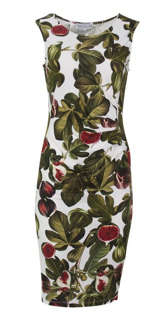 Passioni Druckkleid Kleid mit sommerlichen Blätterdruck bequemes Printkleit günstig online kaufen