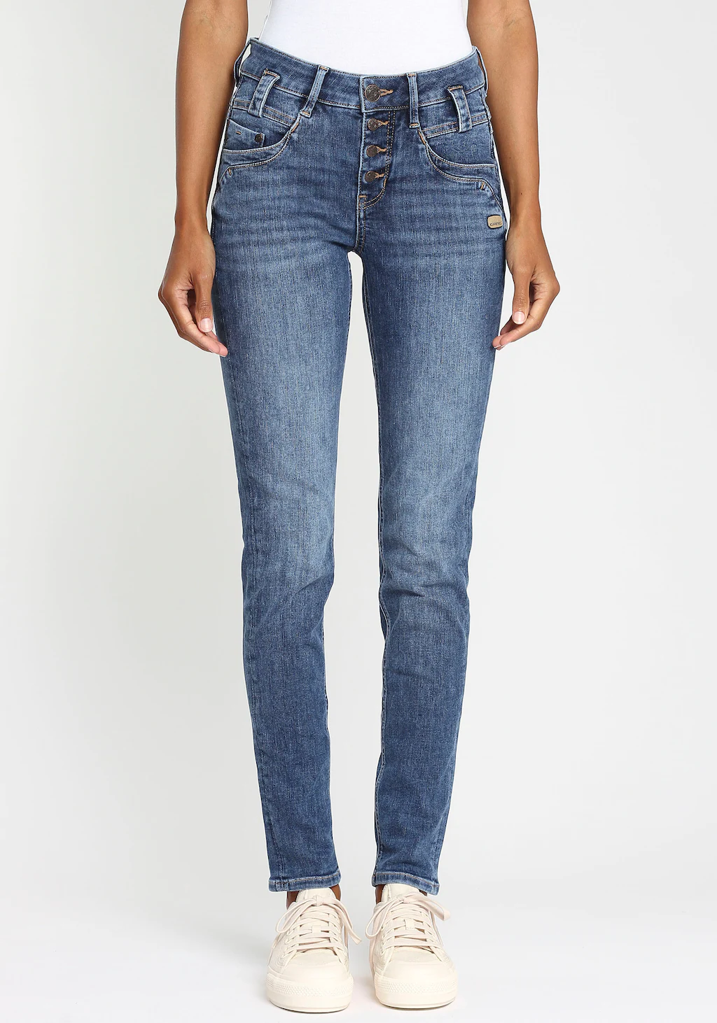 GANG Slim-fit-Jeans 94CARLI mit offener Knopfleiste günstig online kaufen