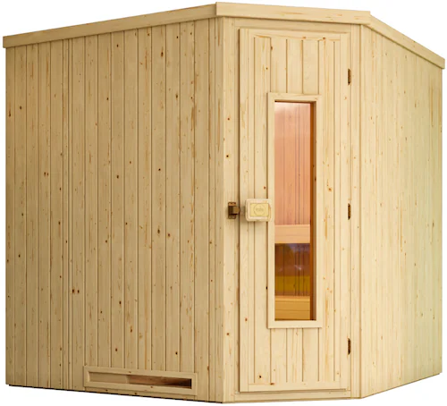 Weka Element-Ecksauna Varberg 3 HT inkl. Saunaofen OS und Sauna-Leuchtenset günstig online kaufen