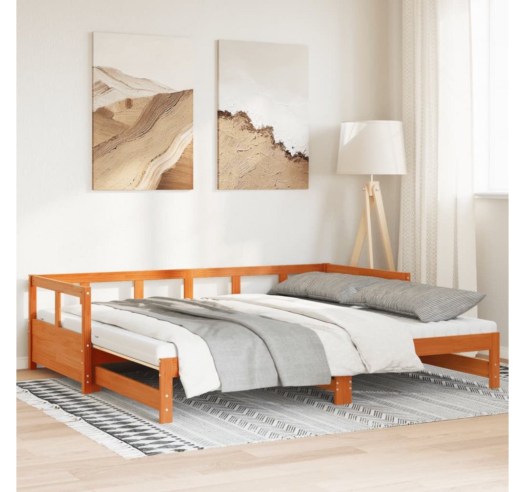 vidaXL Bett, Tagesbett Ausziehbar mit Matratzen 90x190 cm Massivholz Kiefer günstig online kaufen