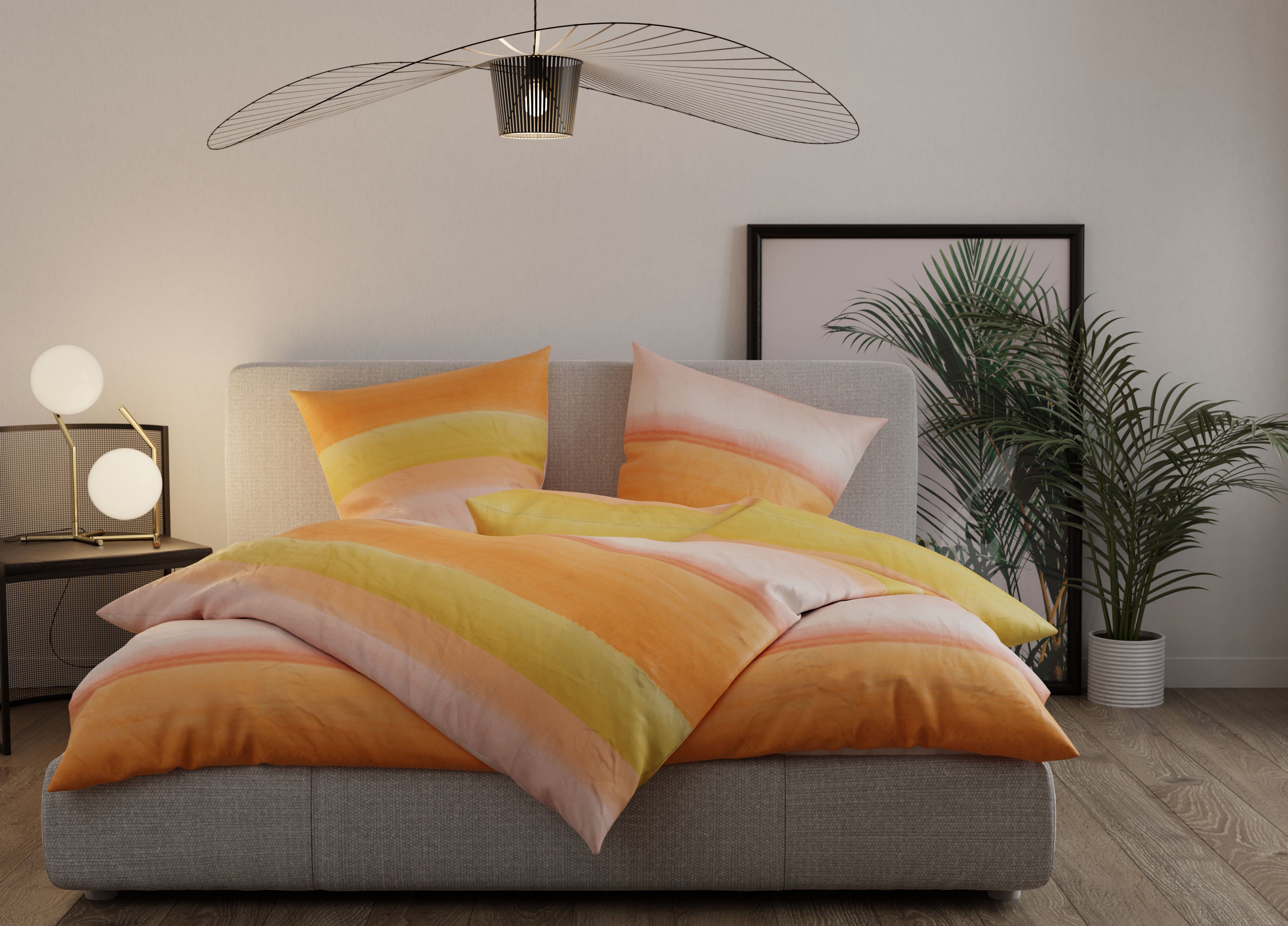 BETTWAESCHE-MIT-STIL Bettwäsche Mako Satin Bettwäsche Watercolor günstig online kaufen