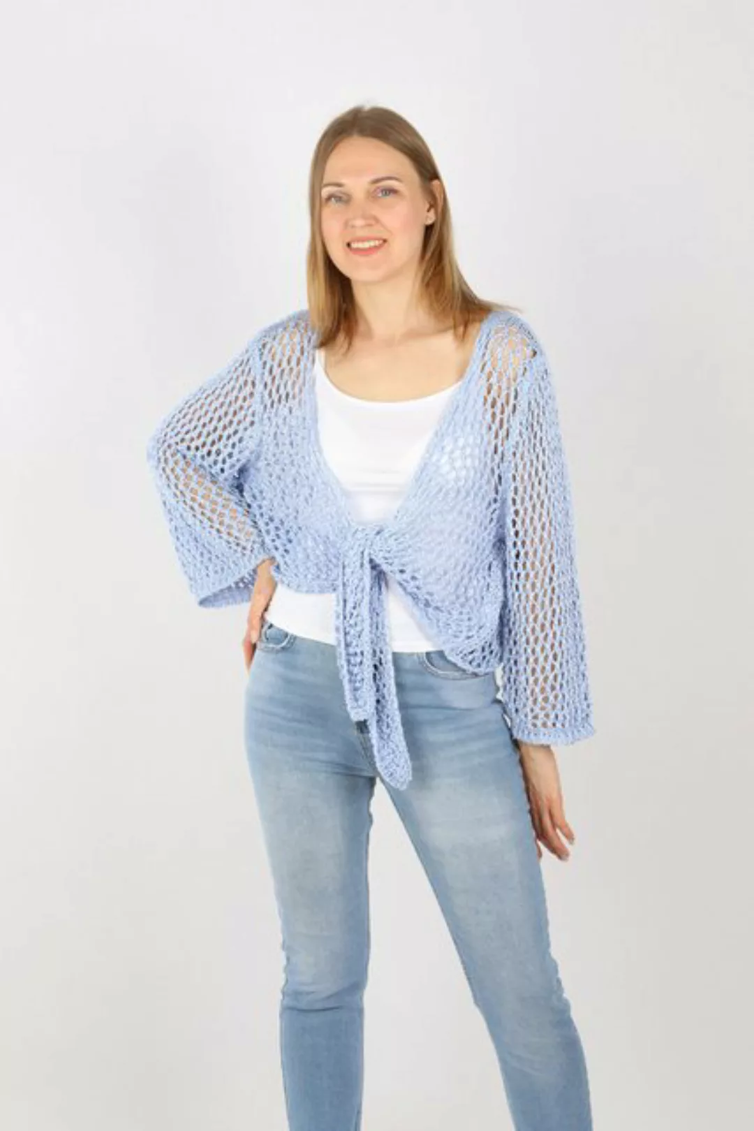 MIRROSI Bolero Strickjacke mit Grob Lochstrick, made in Itlay Einheitsgröße günstig online kaufen