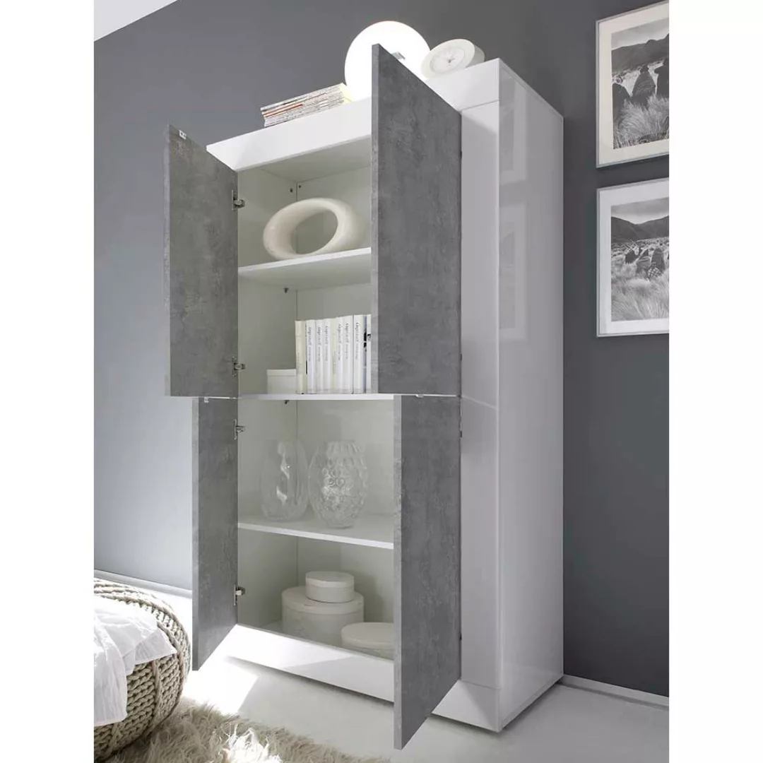 Wohnzimmer Schrank in modernem Design vier Drehtüren günstig online kaufen