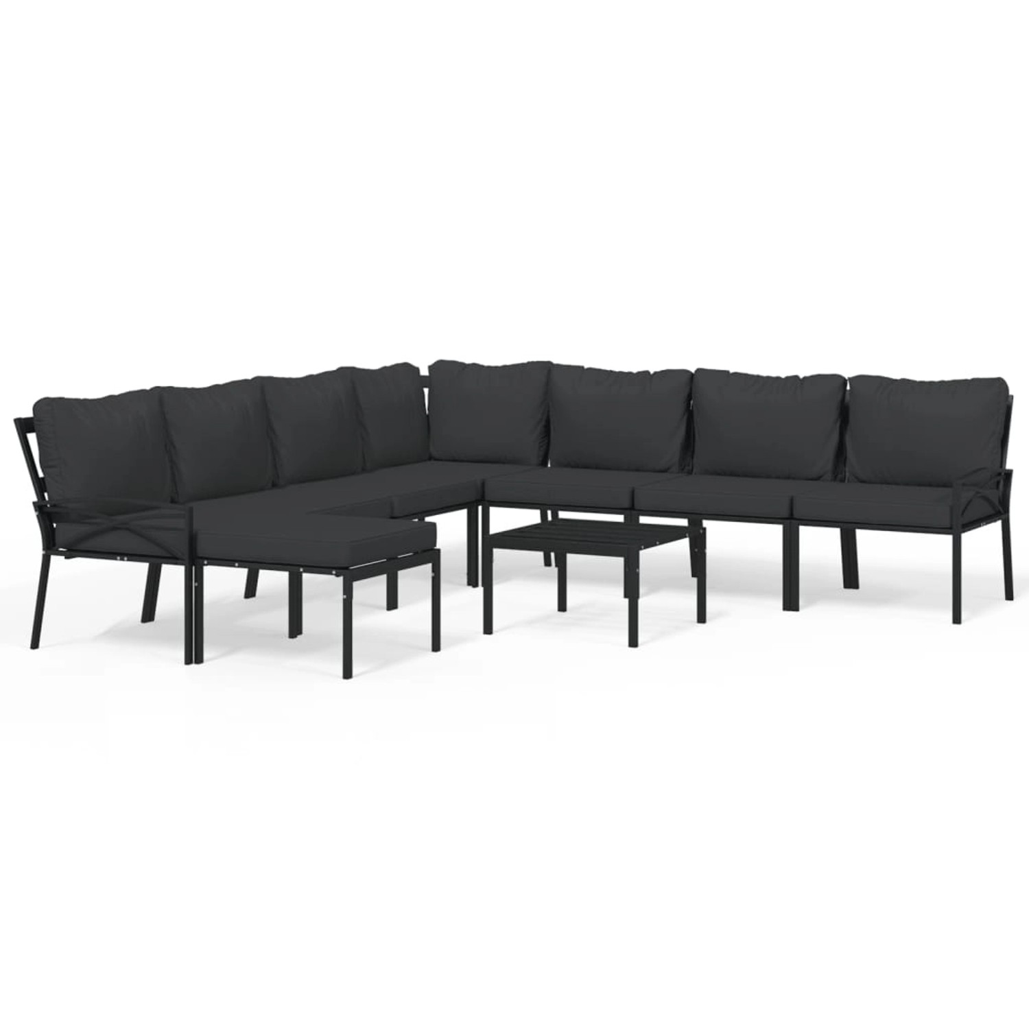 Vidaxl 9-tlg. Garten-lounge-set Mit Grauen Kissen Stahl günstig online kaufen