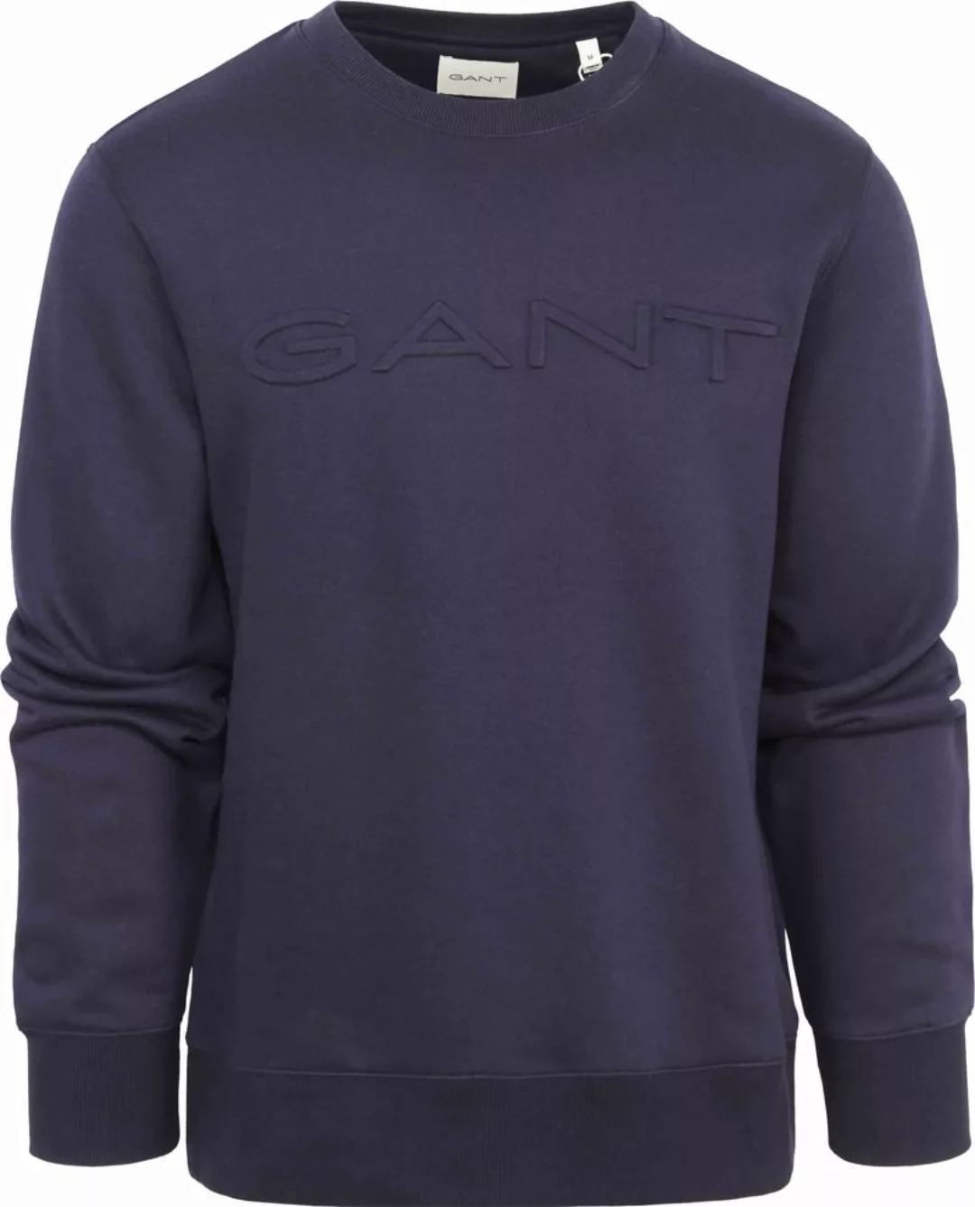 Gant Pullover Embossed Logo Navy - Größe M günstig online kaufen